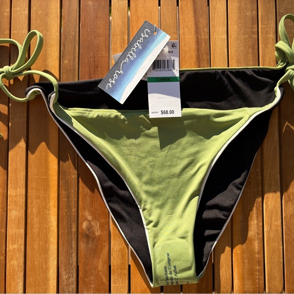 LARGE NWT ISABELLA ROSE Tropical Palm Green & Black Embroidered Reversible Swim - Picture 5 of 10